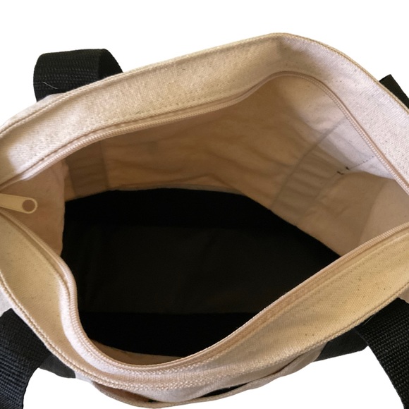 Tote Bag With Embroidered Turtle Double Zipper Close Outside Pocket - Picture 9 of 13